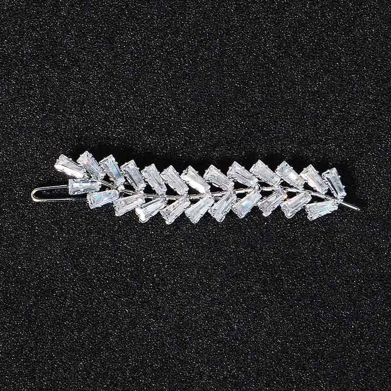 Fashion Barrette Cubic Zirconia Leaf Hair Clips for Women Accessories Hair Jewelry Headpiece