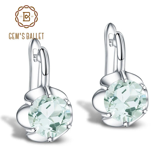 Pure 925 Sterling Silver Fine Jewelry Oval 5.47Ct Natural Green Amethyst Birthstone Stud Earrings For Women