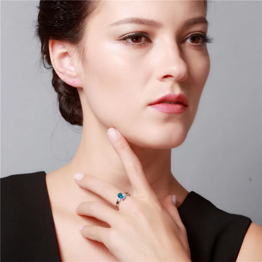 Crystal Jewelry Silver Color Ring Purple Costume Jewelry