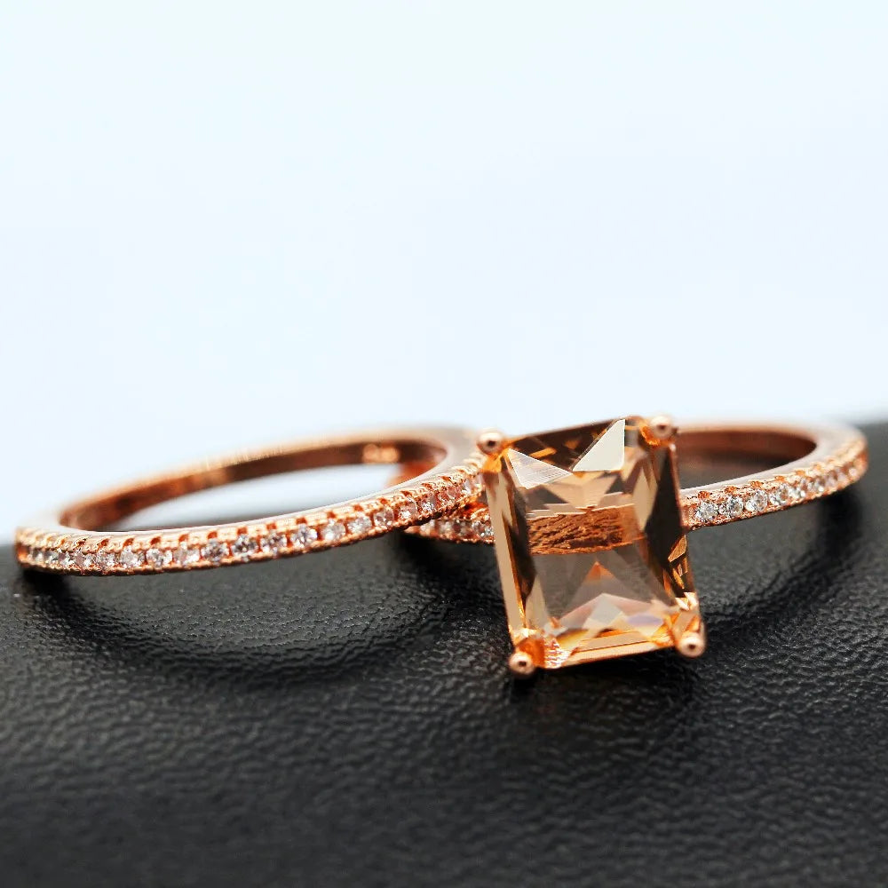 Stone in Rose Gold Color Jewelry Champagne