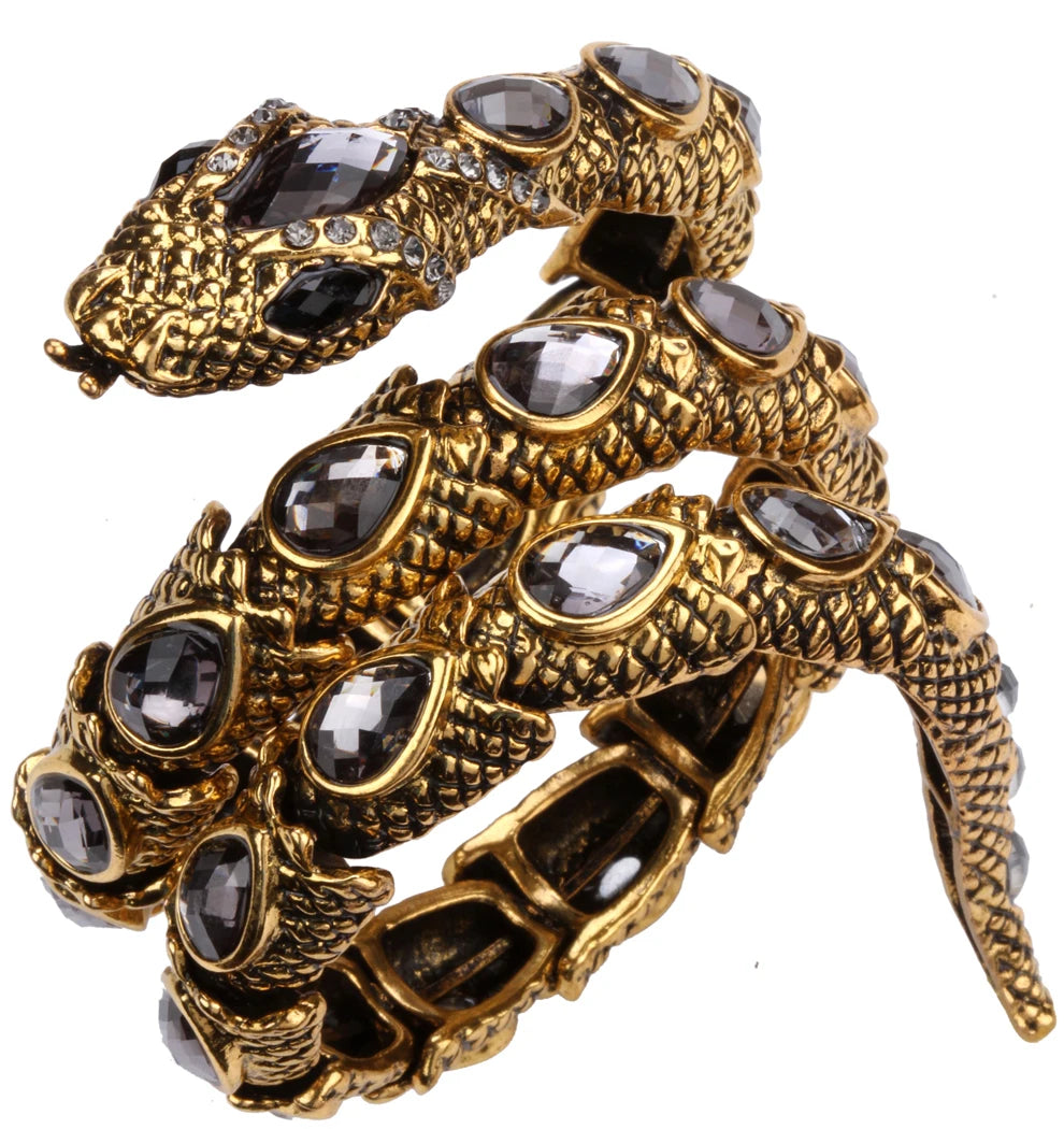 Stretch Snake Bracelet Armlet Upper Arm Cuff  Women  Crystal Bangle Jewelry Gold Silver Color