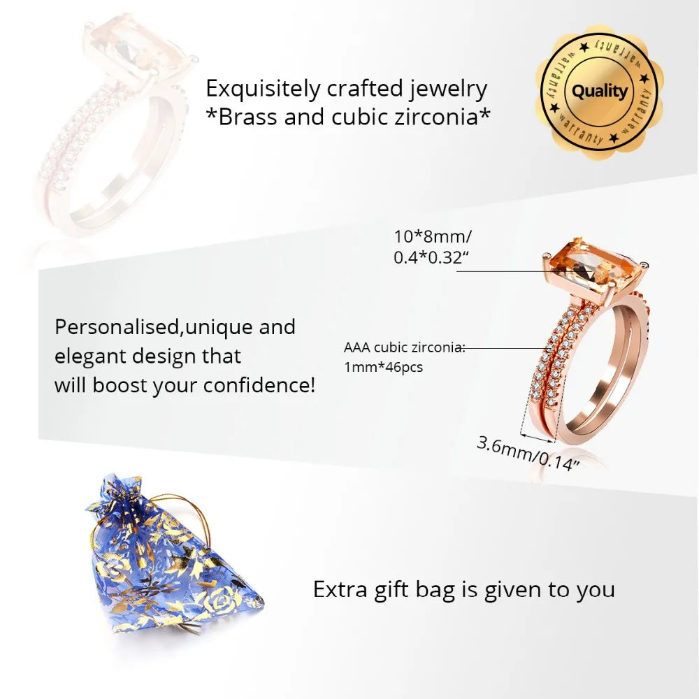 Stone in Rose Gold Color Jewelry Champagne