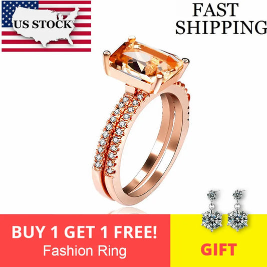 Stone in Rose Gold Color Jewelry Champagne