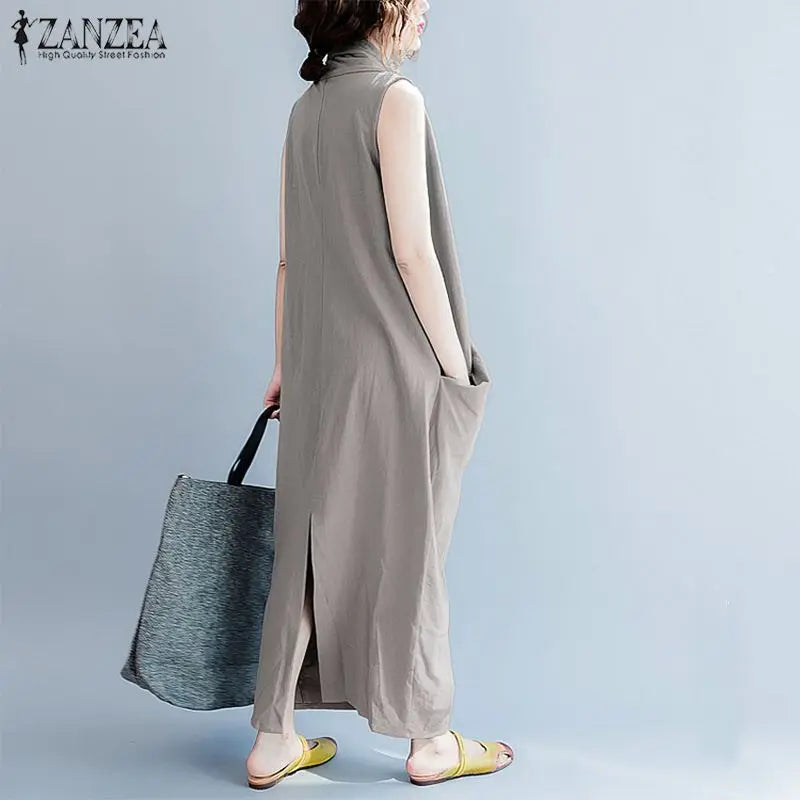 Oversize Asymmetrical Maxi Dress Summer Women's Sundress Female V Neck