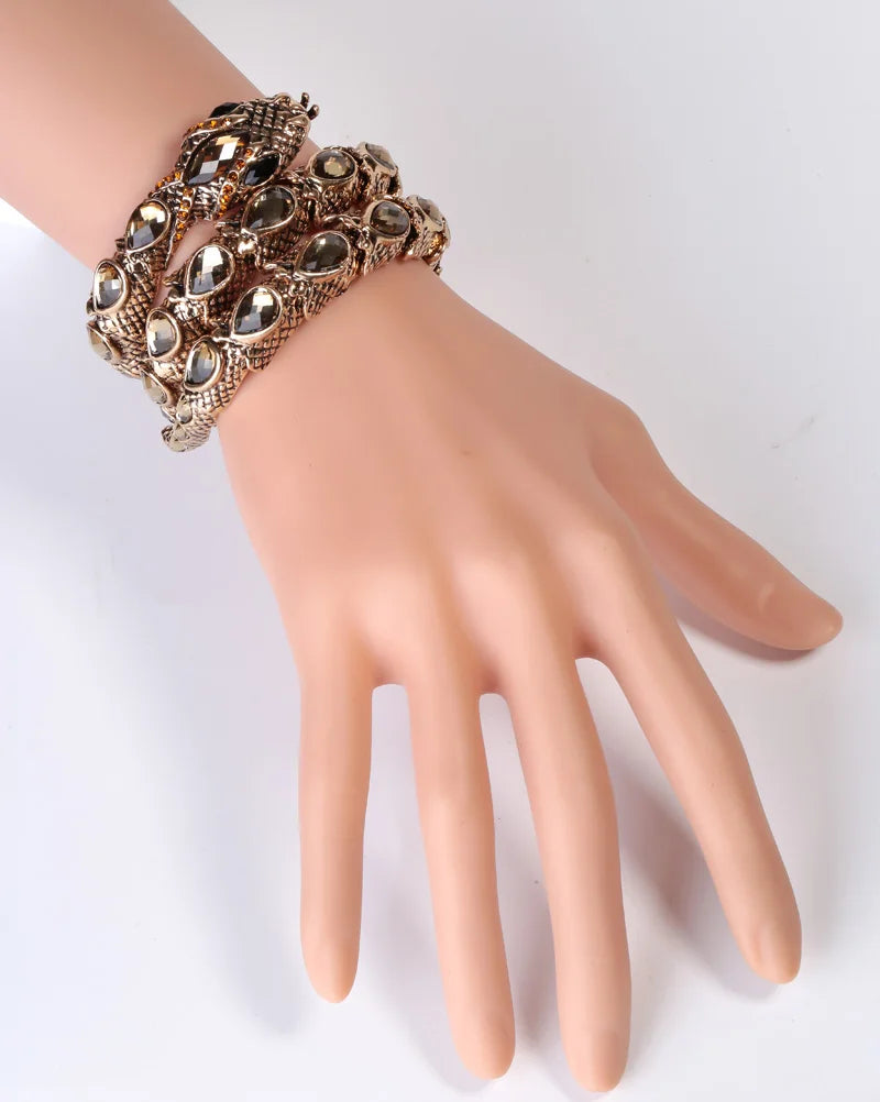 Stretch Snake Bracelet Armlet Upper Arm Cuff  Women  Crystal Bangle Jewelry Gold Silver Color