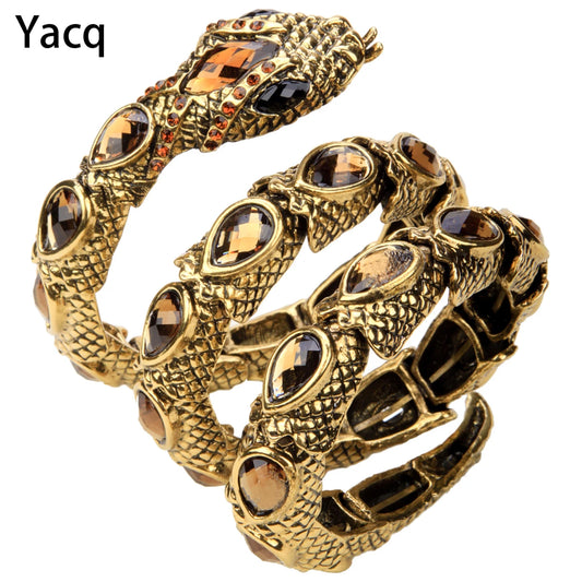 Stretch Snake Bracelet Armlet Upper Arm Cuff  Women  Crystal Bangle Jewelry Gold Silver Color