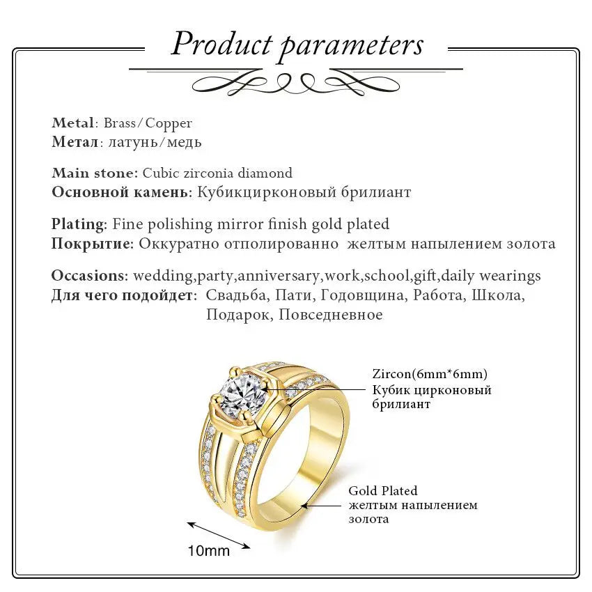 Gold Color Ring  Anillo Bijoux Anel Jewelry