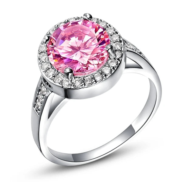 Silver Color Rings Love Blue Big Cubic Zirconia
