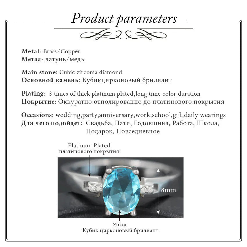 Crystal Jewelry Silver Color Ring Purple Costume Jewelry