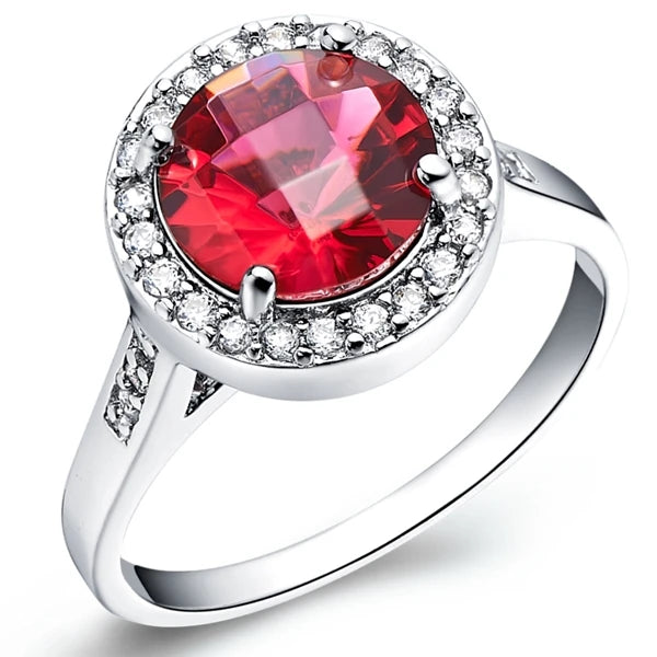 Silver Color Rings Love Blue Big Cubic Zirconia