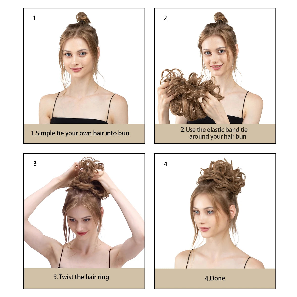 Synthetic Messy hair piece Daily Use Chignon Scrunchies Fake Elastic Hairpiece Blonde Brown Donut Bun For Women