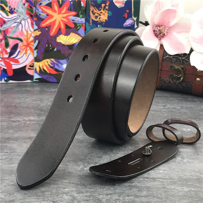Retro Leather Belts Without Buckles 38MM Belt