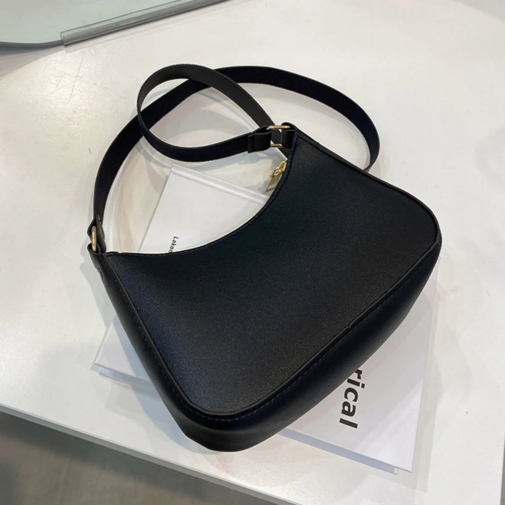 Women's Fashion Handbags Retro Solid Color PU Leather Shoulder Underarm Bag Casual Women Hobos Handbags