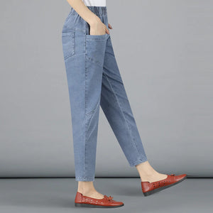 Casual Denim Ankle-length Vintage Baggy Vaqueros Elastic High Waist  Jeans