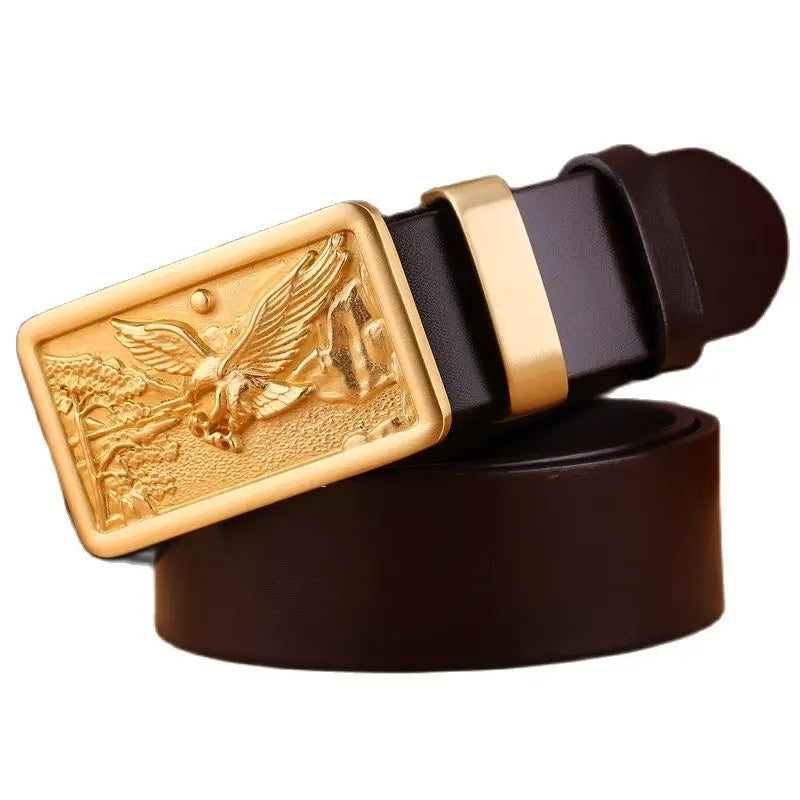 Eagle solid brass buckle luxury full grain 100% genuine leather belt 3.8