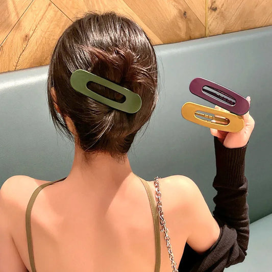 Frosted Large Hair Clips For Women Girl Hair Accessories Fashion Color Solid Acrylic Hairpins Toothed Non-slip BB Barrette