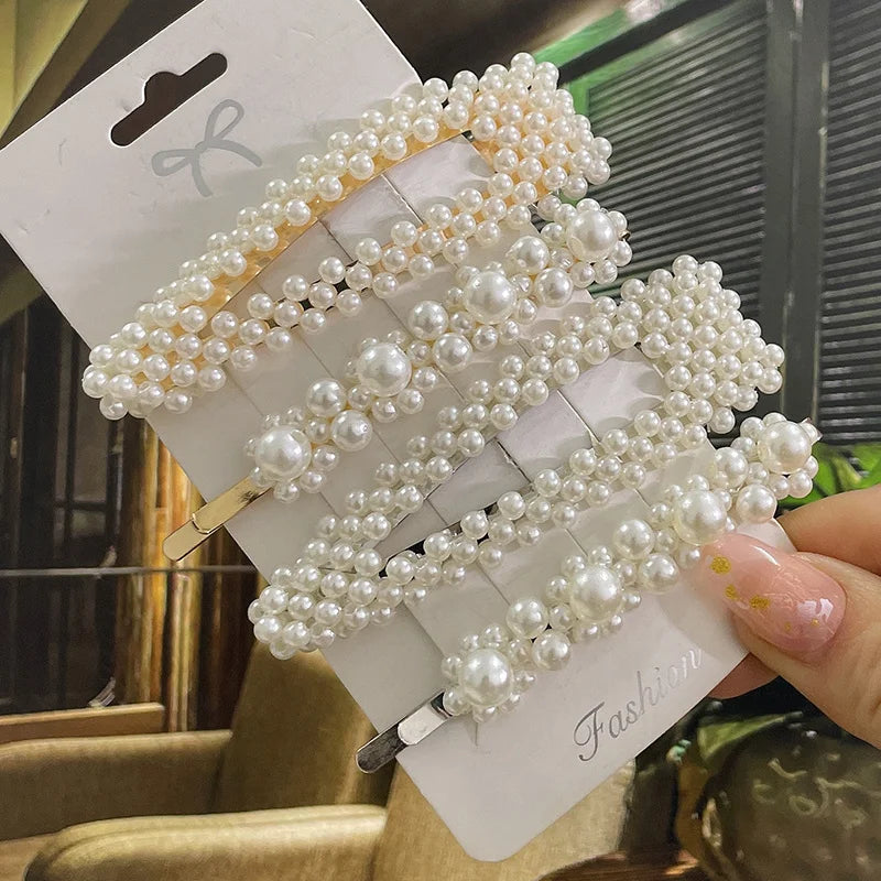 Simulated Pearl Hair Clips For Women Hairpins Geometric Hair Barrettes Fashion Hairgrip Hair Accessories