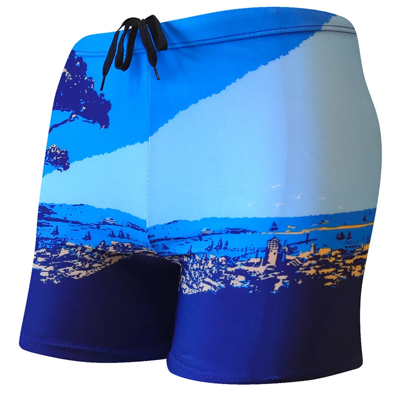 Multi Prints Men Elastic Swimming Trunk Swimwear Beach Swim Sport Short Briefs Surfing Summer Swimsuit Boxer Shorts Bathing Suit