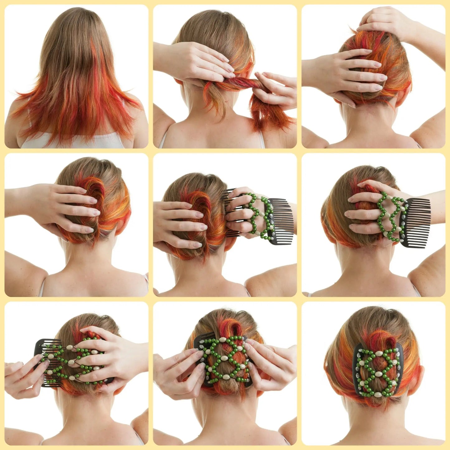 Beads Hair Combs Shiny Rhinestone Beaded Hair Claws Magic Tuck Comb Updo Accessories Elastic Headwear Bun Ponytail Holder