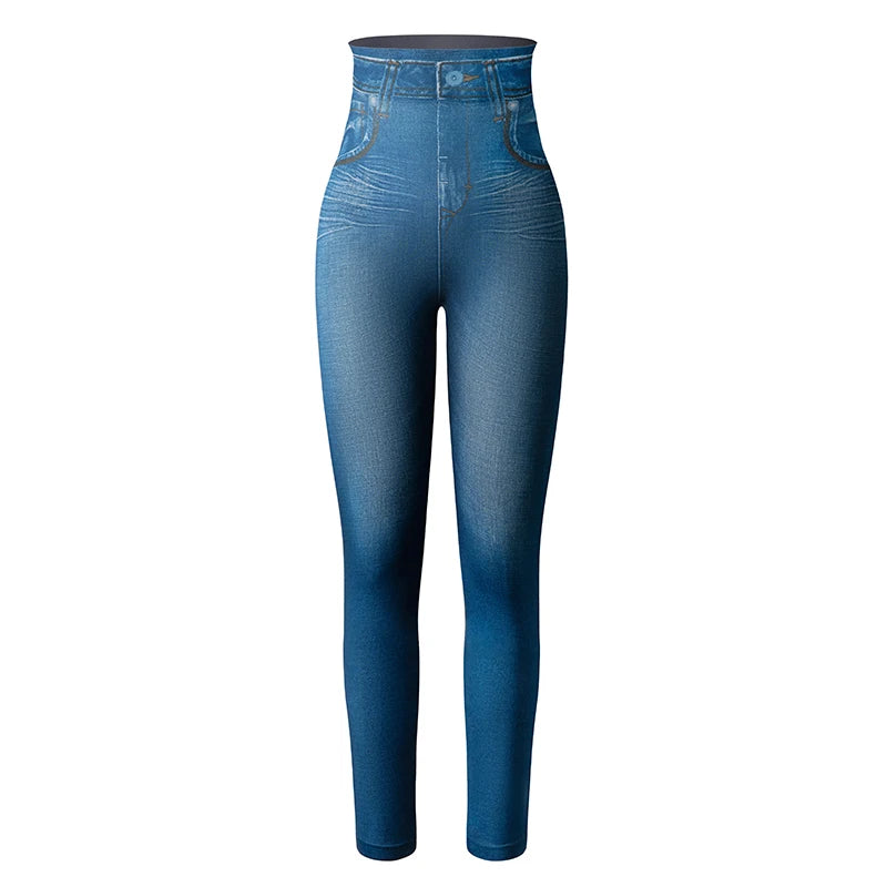 Women Denim Print Leggings Fashion Slimming Push Up Leggings  Stretch Printed  Pants