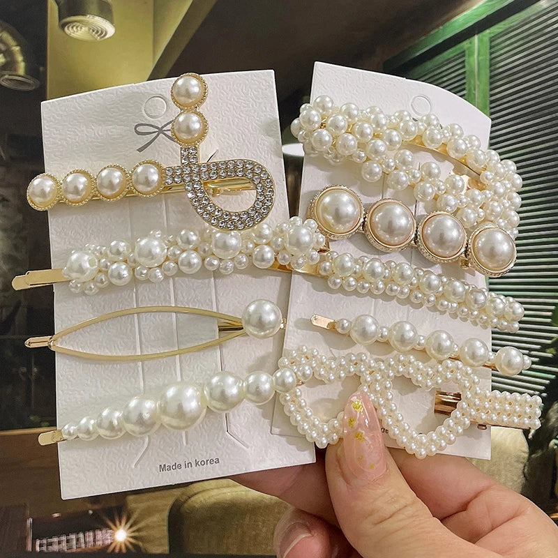 Simulated Pearl Hair Clips For Women Hairpins Geometric Hair Barrettes Fashion Hairgrip Hair Accessories