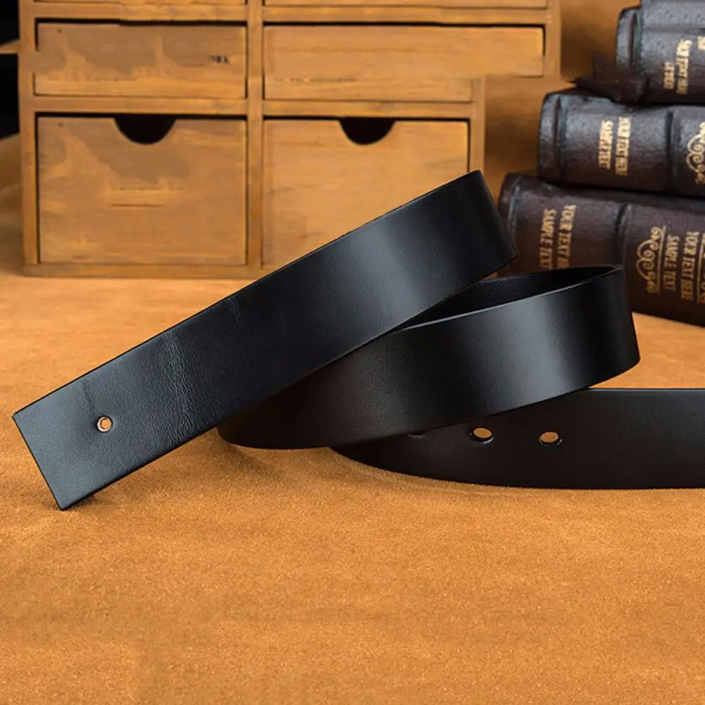 Cowhide Leather for Pin Smooth Belts Vintage 38mm Width Without Buckle