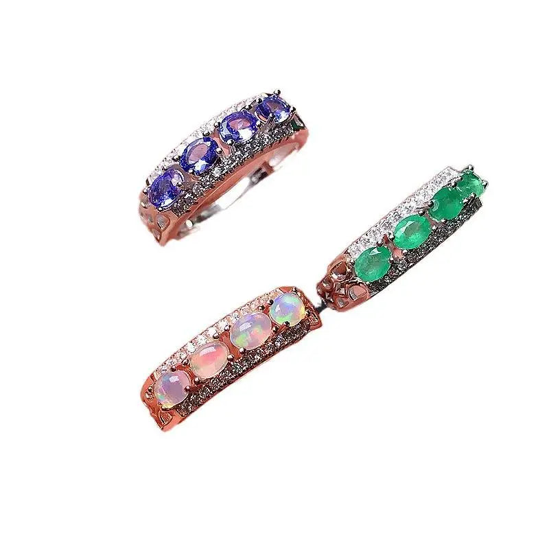 100% Real 5*7mm Natural Oval Opal Ring, Sterling Silver S925 Fine Jewelry  Platinum / Rose Gold  Plated