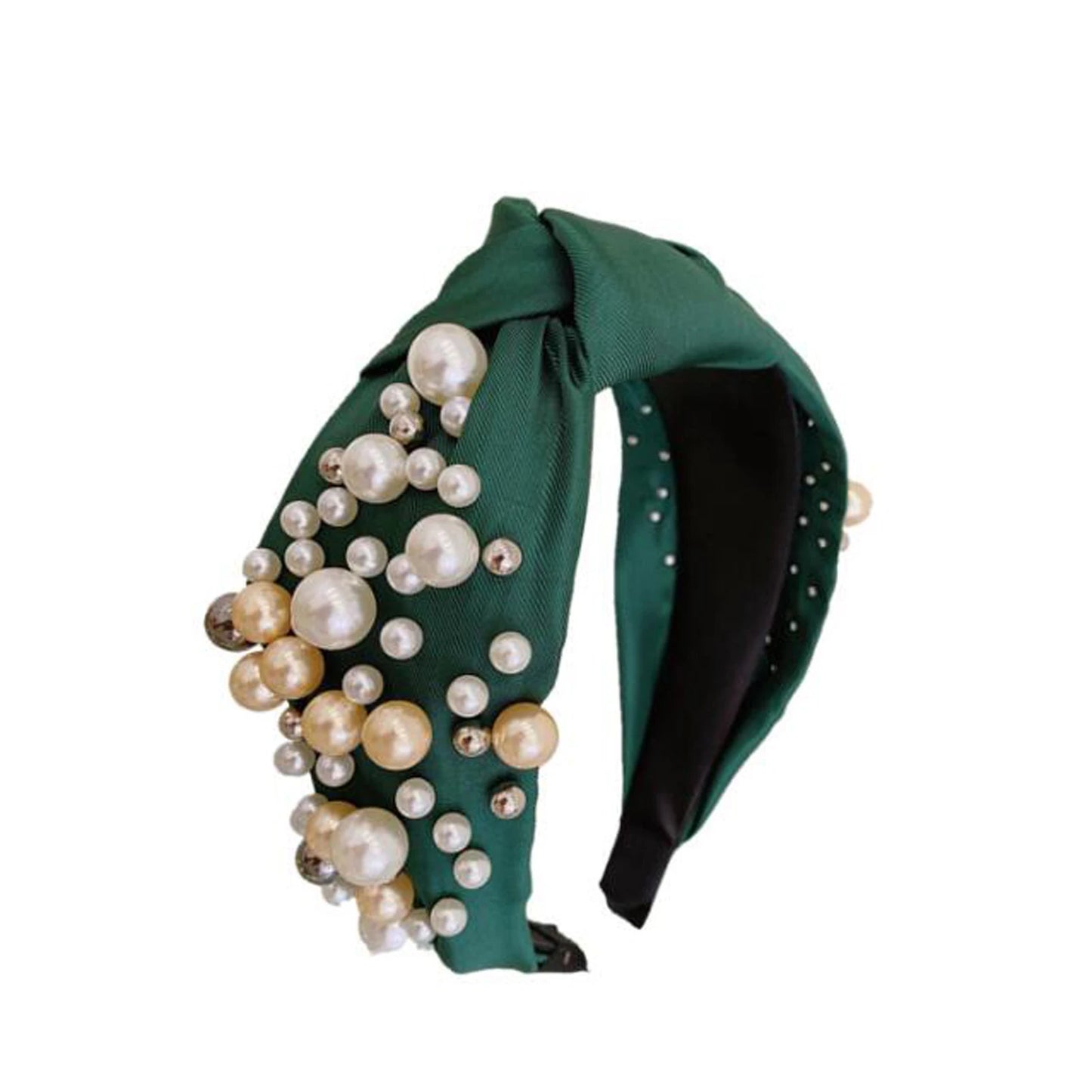 Fashion Women Hair Accessories Wide Side Headband Mix Pearls Baroque Hairband For Adult Center Knot Headwear