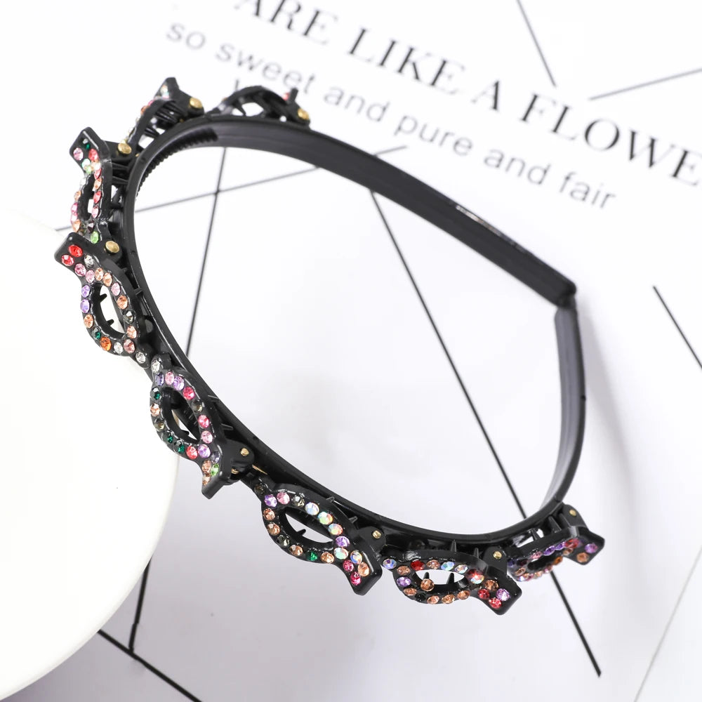 Double Layer Bands Clip Hairbands Fashion Plastic Braided Headband Knitting Women's Headwear Hair Accessories Pearl