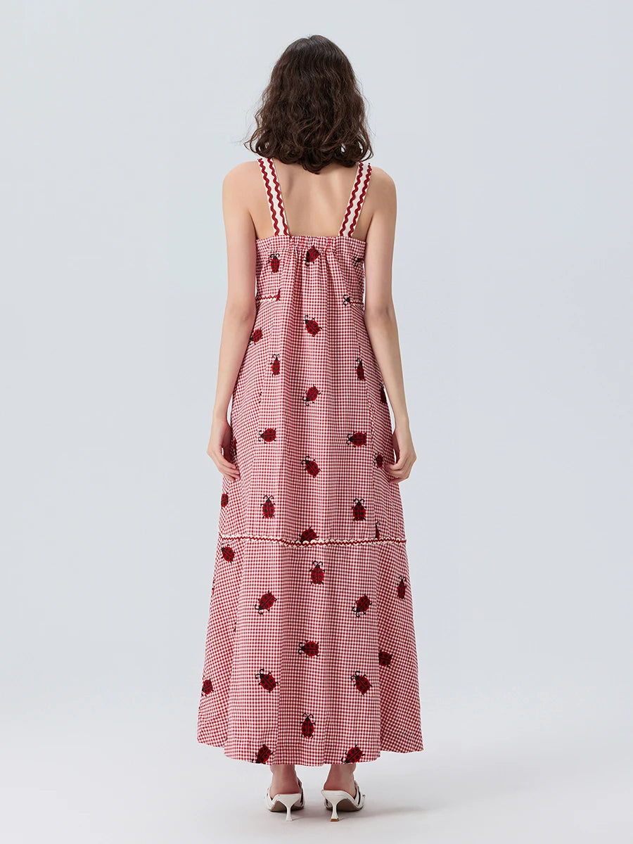 Floral Print Maxi Dress with V-Neckline and Adjustable Spaghetti Straps Boho Style