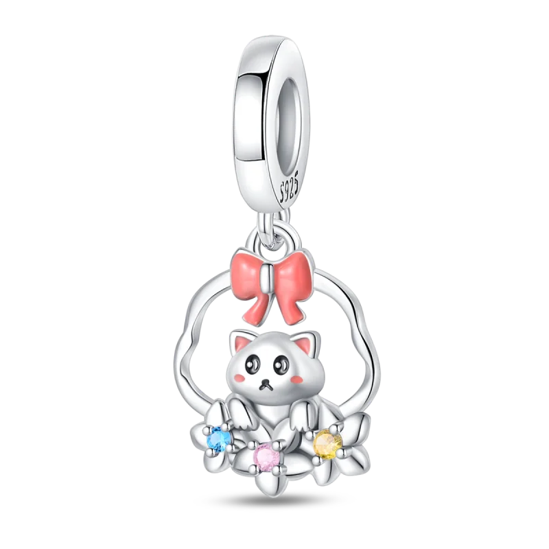 Fit Pandora Original Bracelet 925 Sterling Silver Cute Cat and Puppy Series  Charm