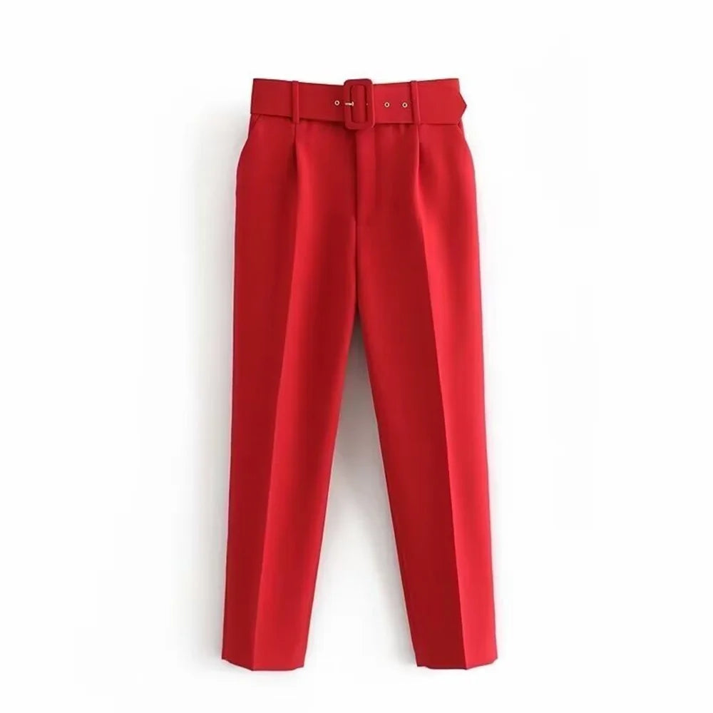 Casual Women's Wear Simple Fashion Solid Color Suit Top Straight Pants Set Two Piece Set Blazer Pants