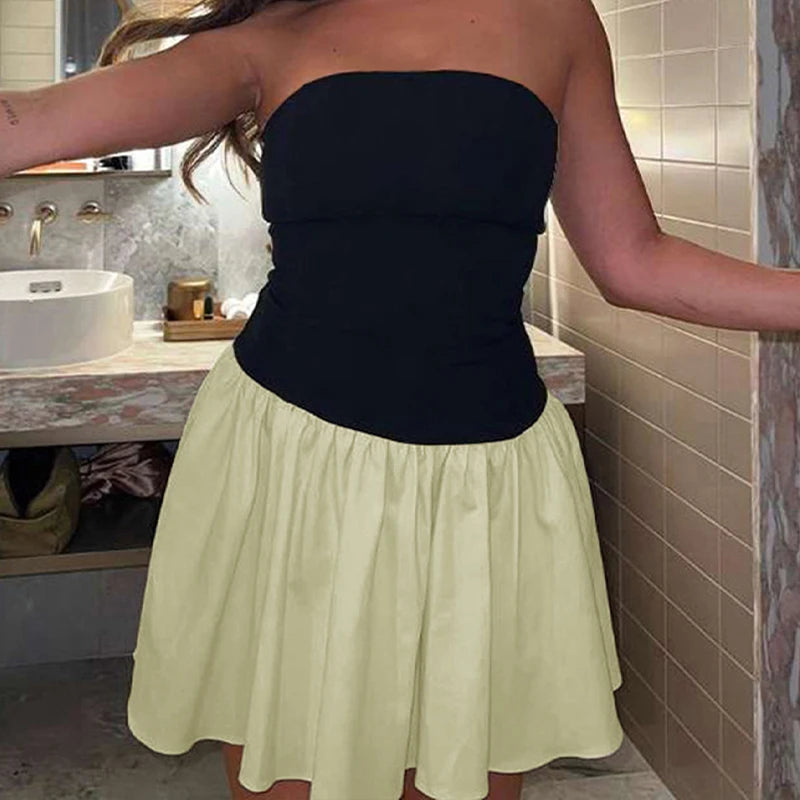 Sexy A-Line Dress Summer Strapless Women  Off Shoulder Fashion Casual Party Female Mini Dresses