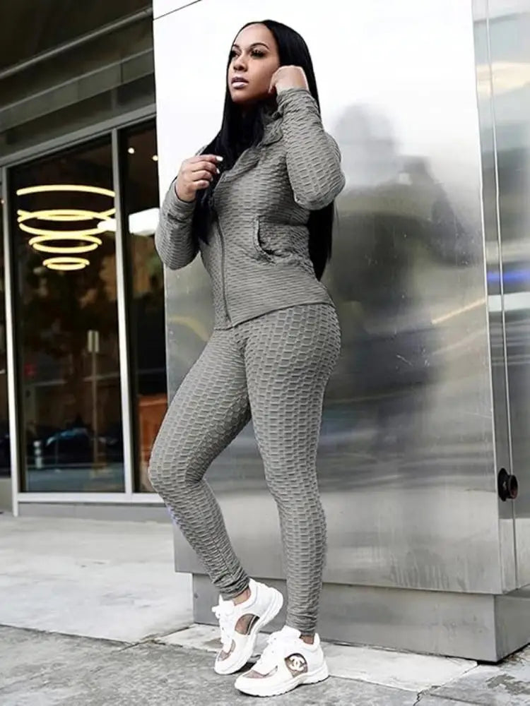 Women Two Piece Outfits  Long sleeve top Elastic waist bottom