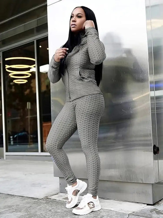 Women Two Piece Outfits  Long sleeve top Elastic waist bottom