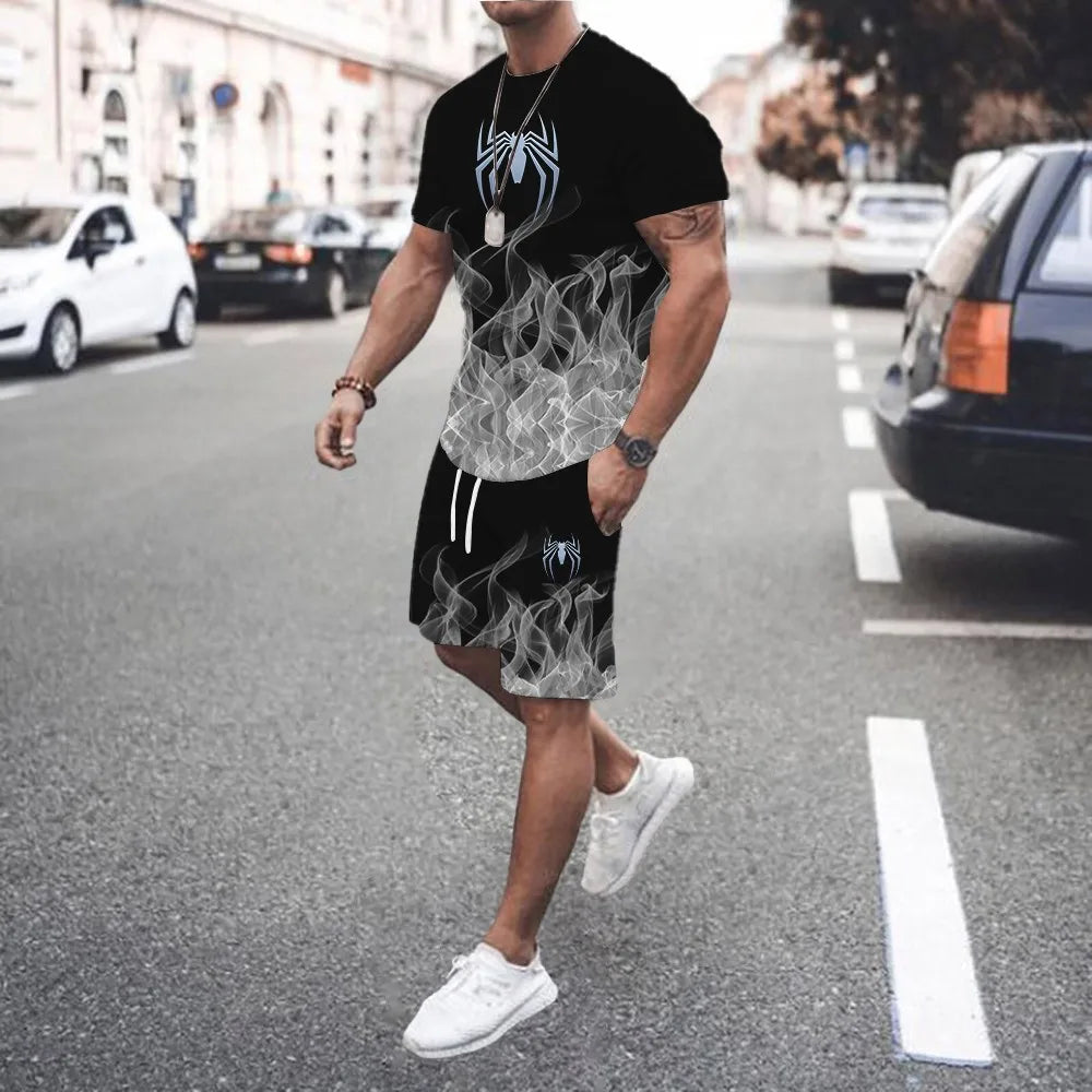 3D Printed Men s Casual Luxury Gradient T-Shirt Shorts Set Tracksuit Male 2 Pieces Fashion Outfit Man Clothing Jogging Suit