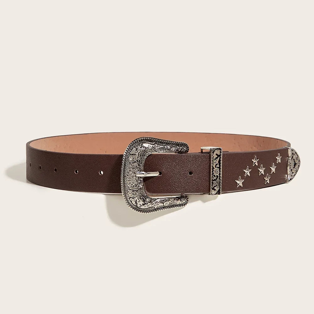 Vintage Star Rivet Belt Metal Buckle Gothic Pu