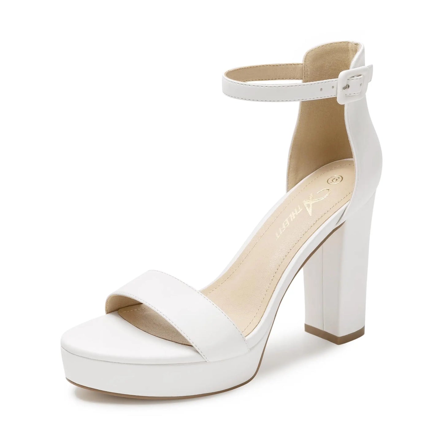 Chunky High Heels Sandals Elegant Platform Heels 4 Inches Shoes Open Toe Ankle Strap Dress Pump