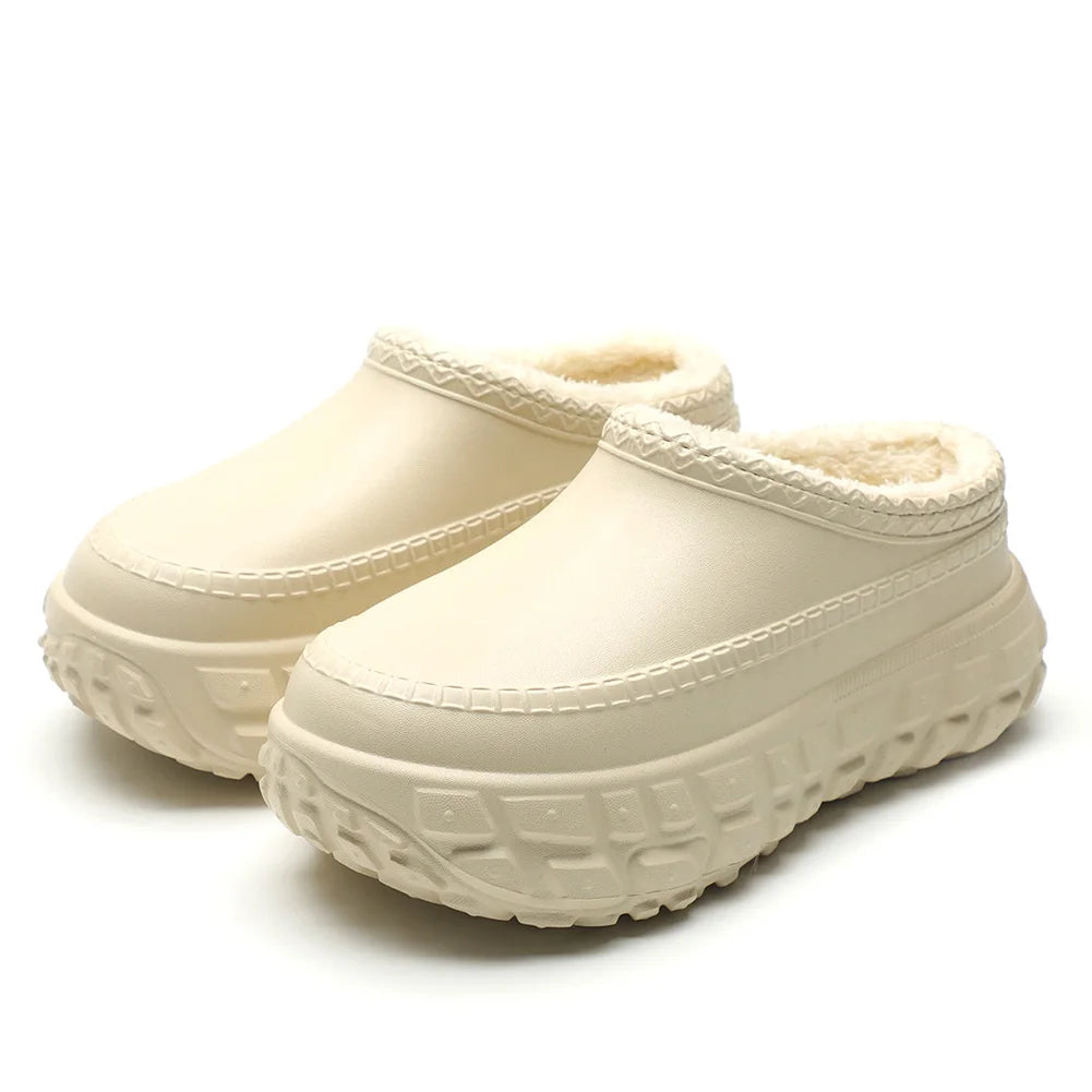 Anti-Slip Platform Slippers Fur Lining House Shoes Warm Comfy Slippers for Indoor & Outdoor