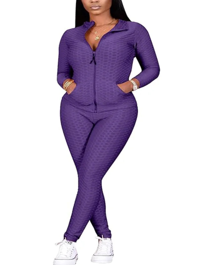 Women Two Piece Outfits  Long sleeve top Elastic waist bottom