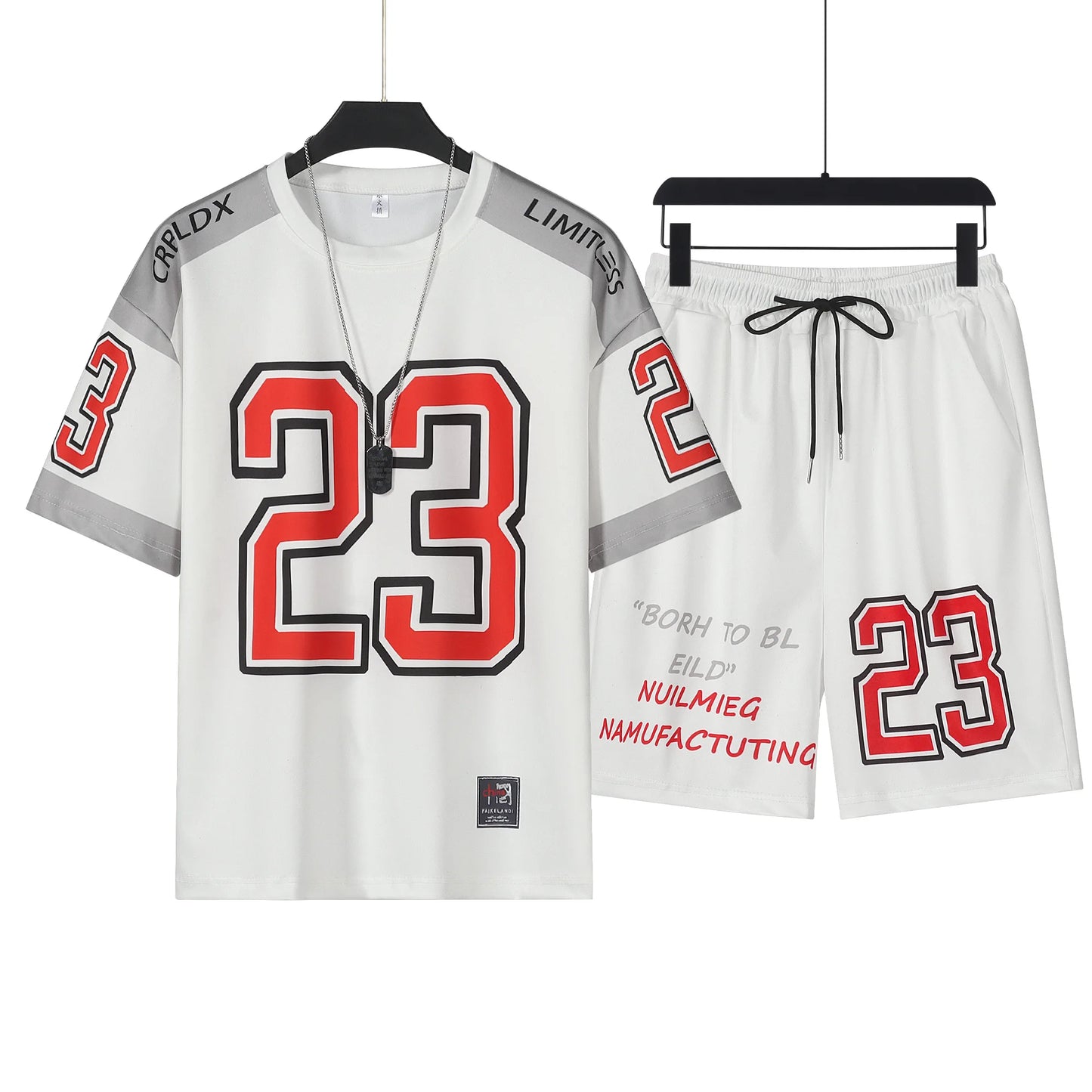 Summer Men's Sports Set Breathable Basketball T-shirt and Shorts Two Piece Set 2-Piece Set Shirt Men's Lightweight