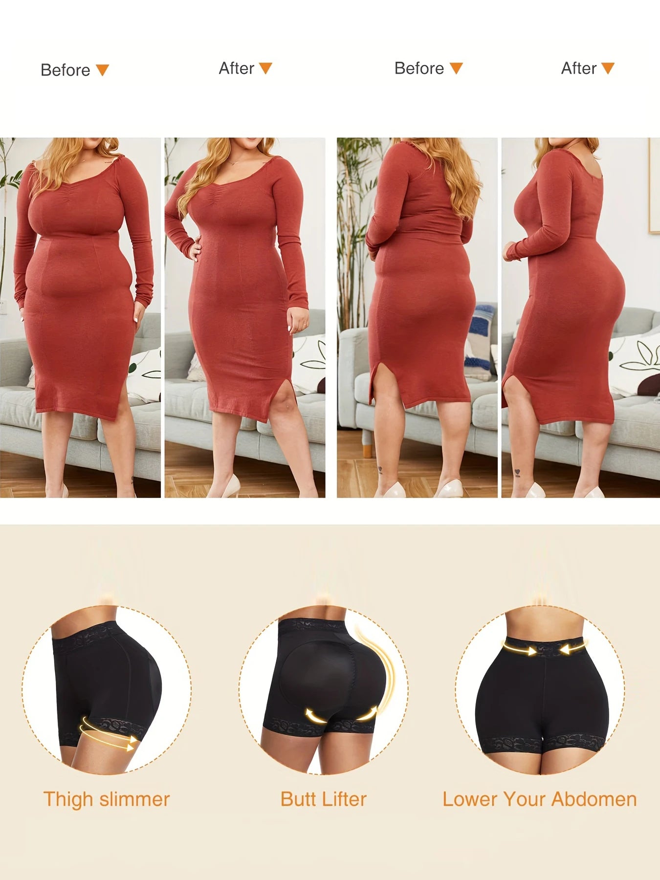 Lace Trim Sculpting Panties, Comfy & Breathable Butt Lifting Panties, Lingerie & Underwear