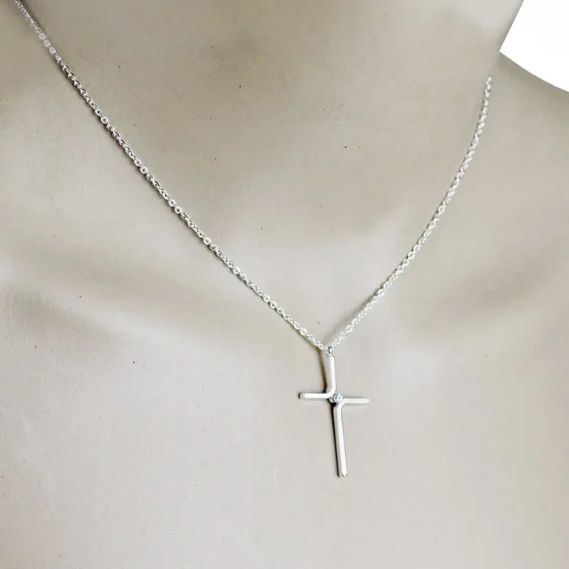 Cross Pendant  Necklace Titanium Steel Plating