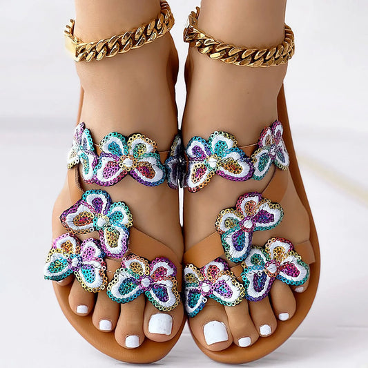 Women Sandals Women Shoes Comfortable Flat Sandals Fashionable Butterfly Lace Beach Slippers Sandals Women Dressy