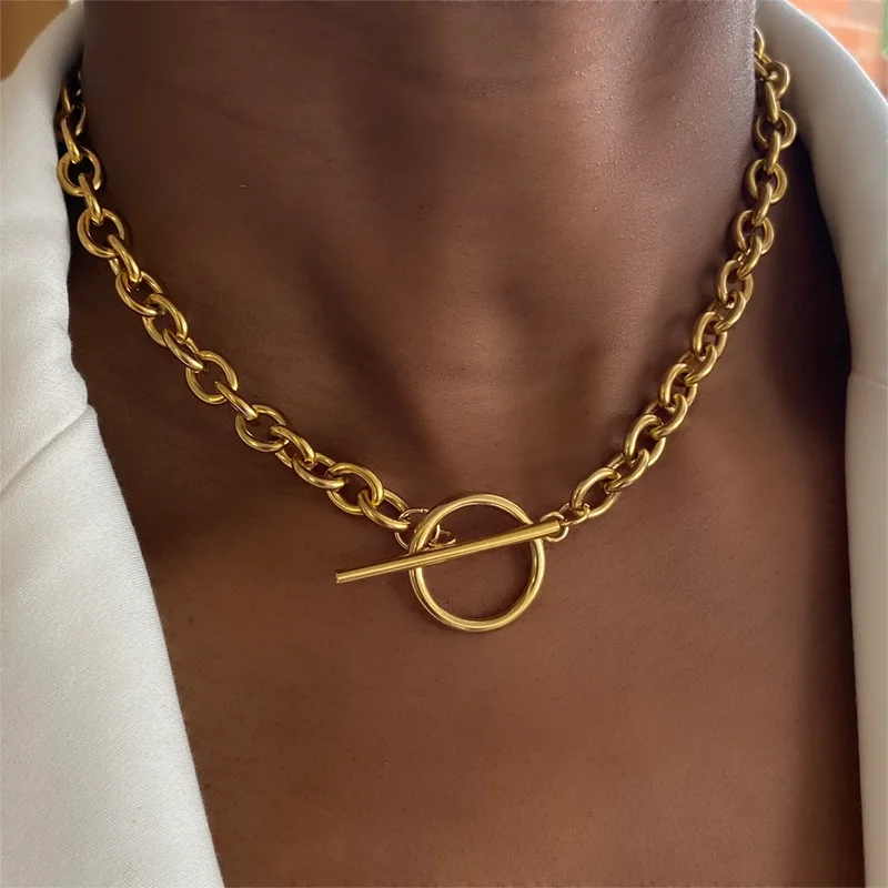 Fashion New Chunky Chain Necklace/bracelet Women Simple Toggle Clasp Stainless Steel Chain Necklace/bracelet For Women Jewelry Gift