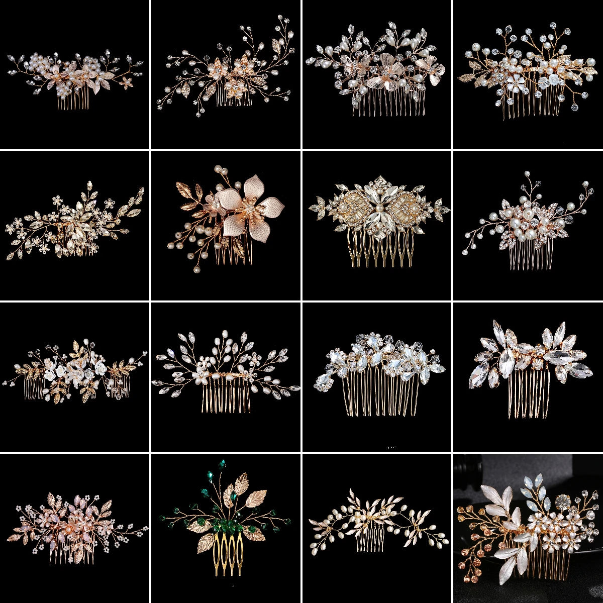 Golden Luxury Pearl Hair Comb Classic Jewelry Crystal Side Bangs Hair Clip For Women Elegant Headpieces
