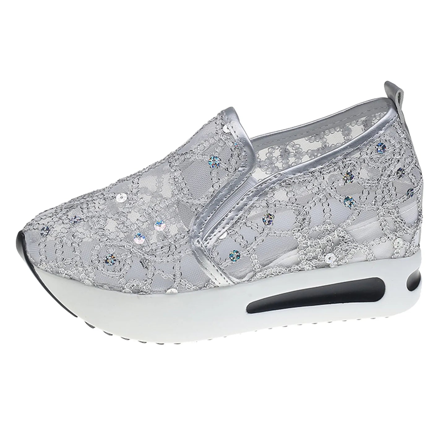 Ladies Breathable Knitted Mesh Sneakers Women's Tennis Shoes Pointed Flat Bottomed Single Shoes Female Sneakers