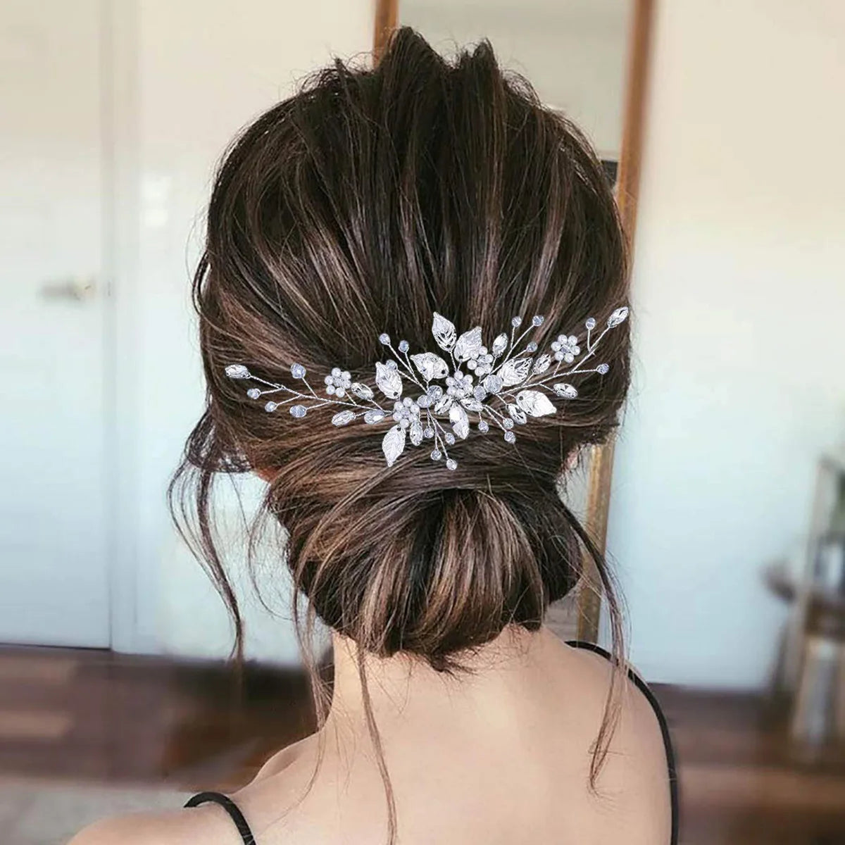 Crystal Pearl Hair Comb Clip Pin Alloy Leaf Hair Comb Handmade Headband For Women Bride Wedding Hair Accessories Jewelry