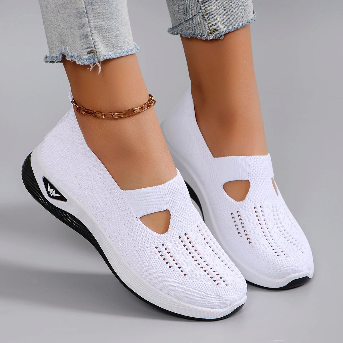 Women's sports shoes, fashionable, breathable, lightweight, non-slip, wear-resistant, casual sports shoes, flat shoes