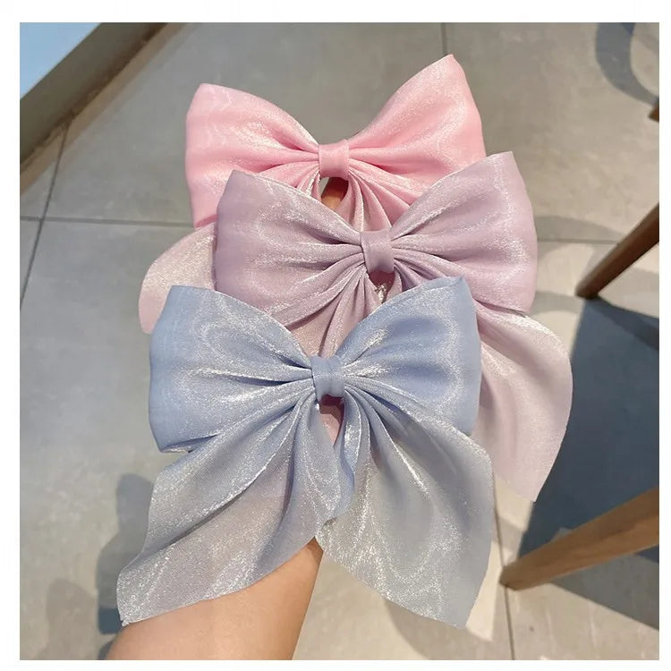 Big Hair Bow Ties Hair Clips Satin Two Layer Bow for Women Bowknot Hairpins Trendy Hairpin Girl Hair Accessory